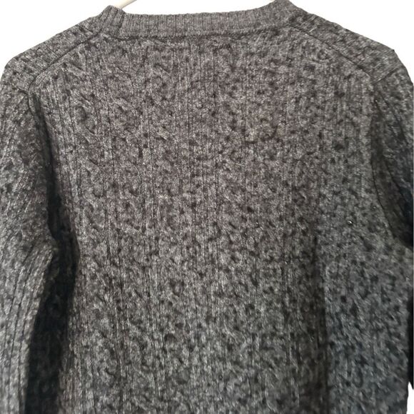 Abercrombie & Fitch Cable Knit Wool Blend Crew Neck Pullover Sweater Gray Medium - Picture 5 of 9